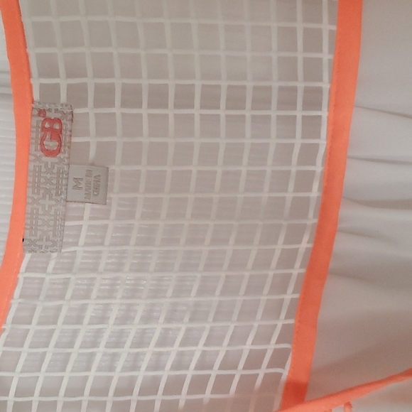 GB Embroidered sleeveless top, unique coral/orange design, Size M - Picture 5 of 9